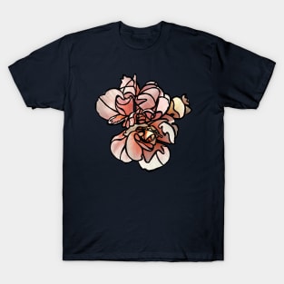 Cottage Core, Pink Orange Hibiscus Flower T-Shirt